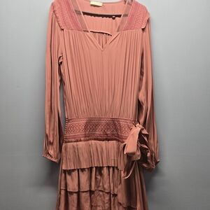 Ramy Brook Women's Pink Leann Embroidered Ruffle Mini Dress Size M